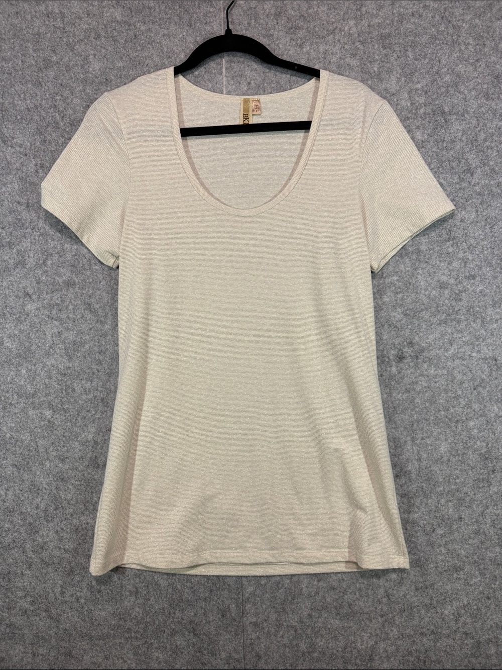 BKE Short Sleeve Tee - Womens L - Light Cream Subtle Sparkles Scoop Neck Classic